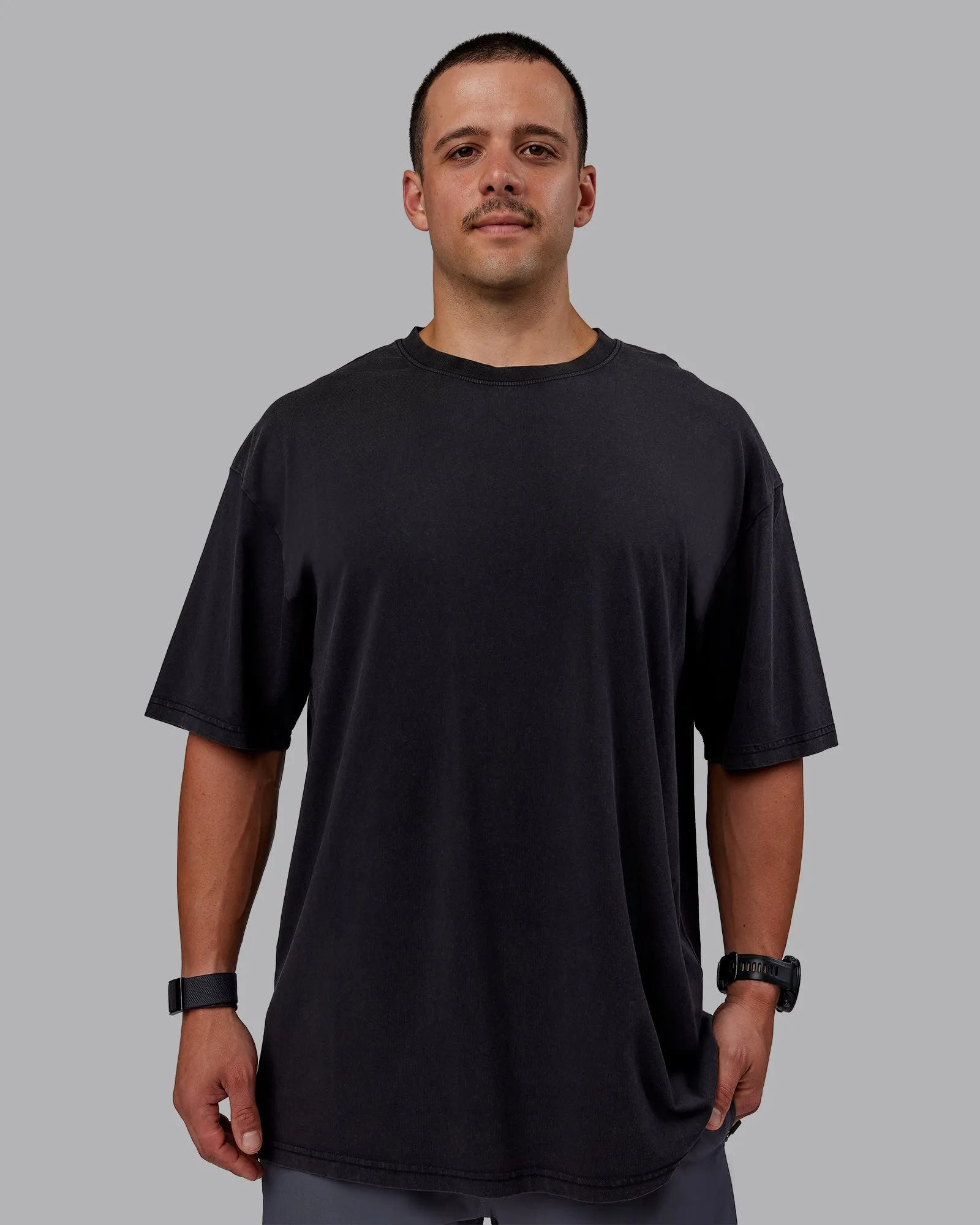 Set The Standard Washed FLXCotton Oversized Tee - Black-Black