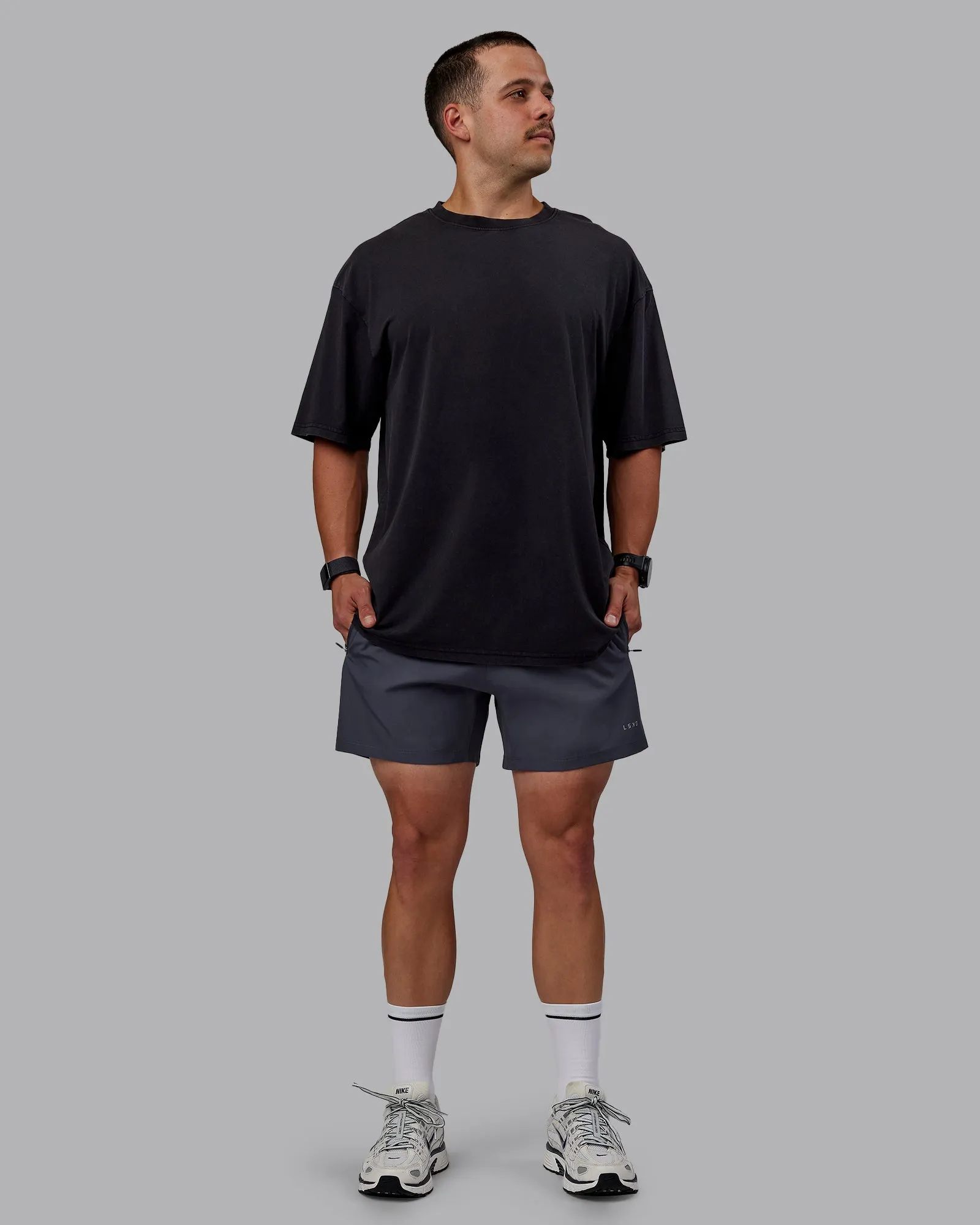 Set The Standard Washed FLXCotton Oversized Tee - Black-Black