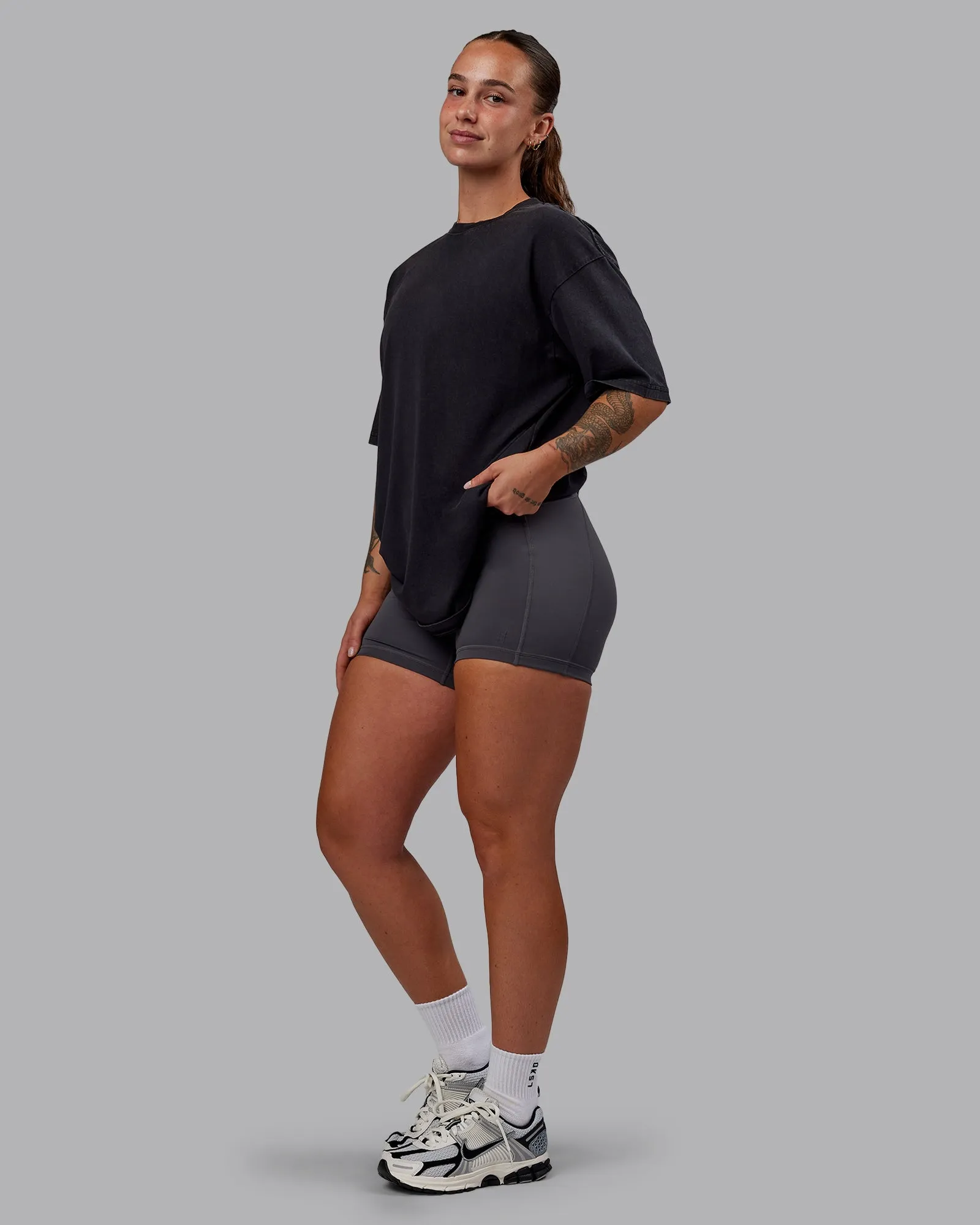 Set The Standard Washed FLXCotton Oversized Tee - Black-Black