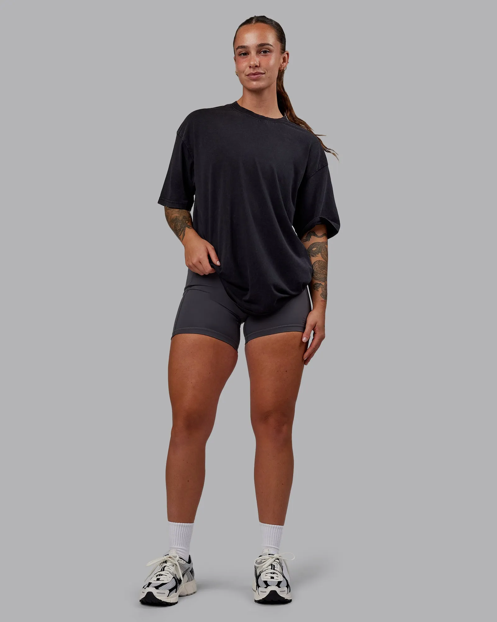 Set The Standard Washed FLXCotton Oversized Tee - Black-Black