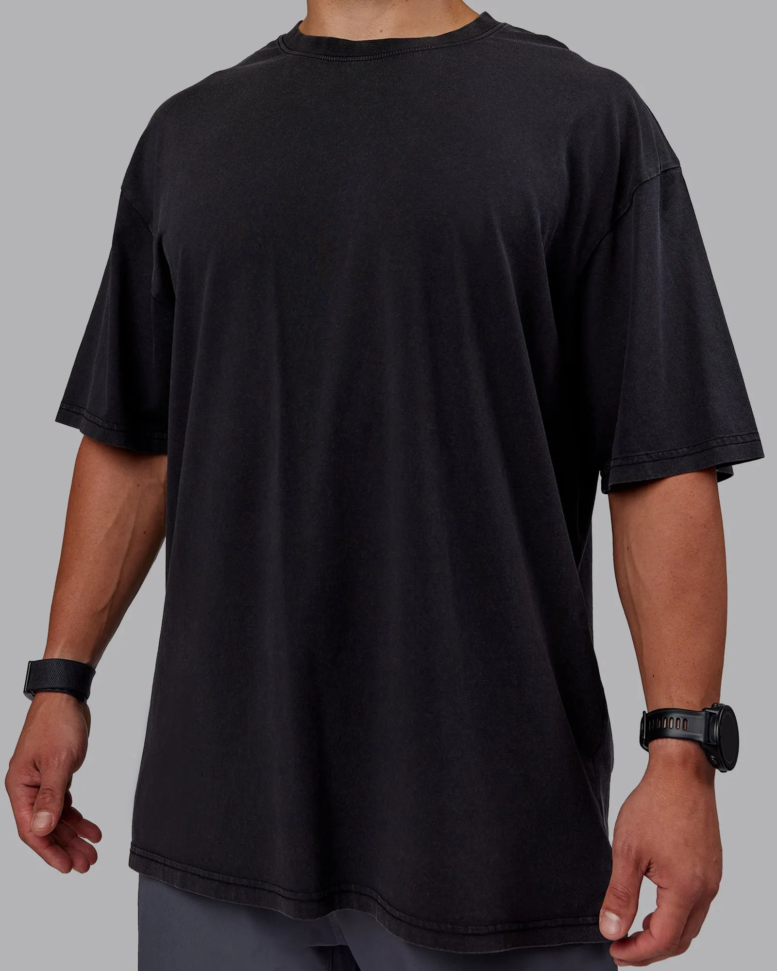 Set The Standard Washed FLXCotton Oversized Tee - Black-Black