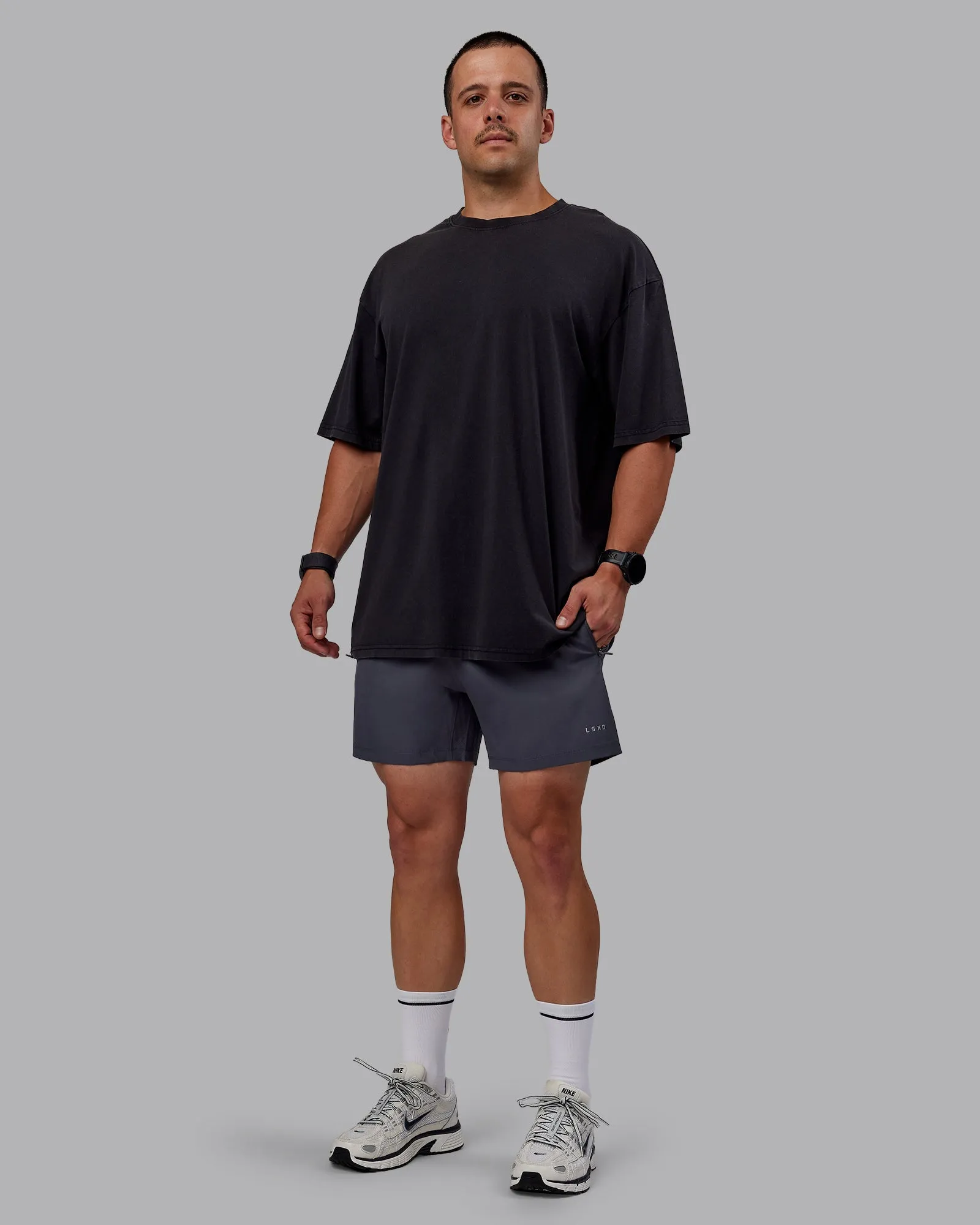 Set The Standard Washed FLXCotton Oversized Tee - Black-Black
