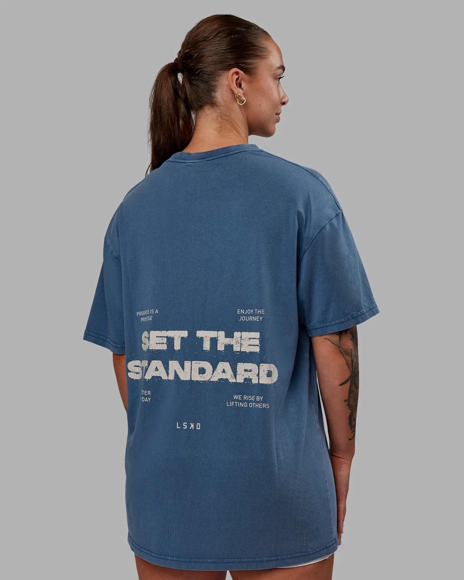 Set The Standard Washed FLXCotton Oversized Tee - Indigo