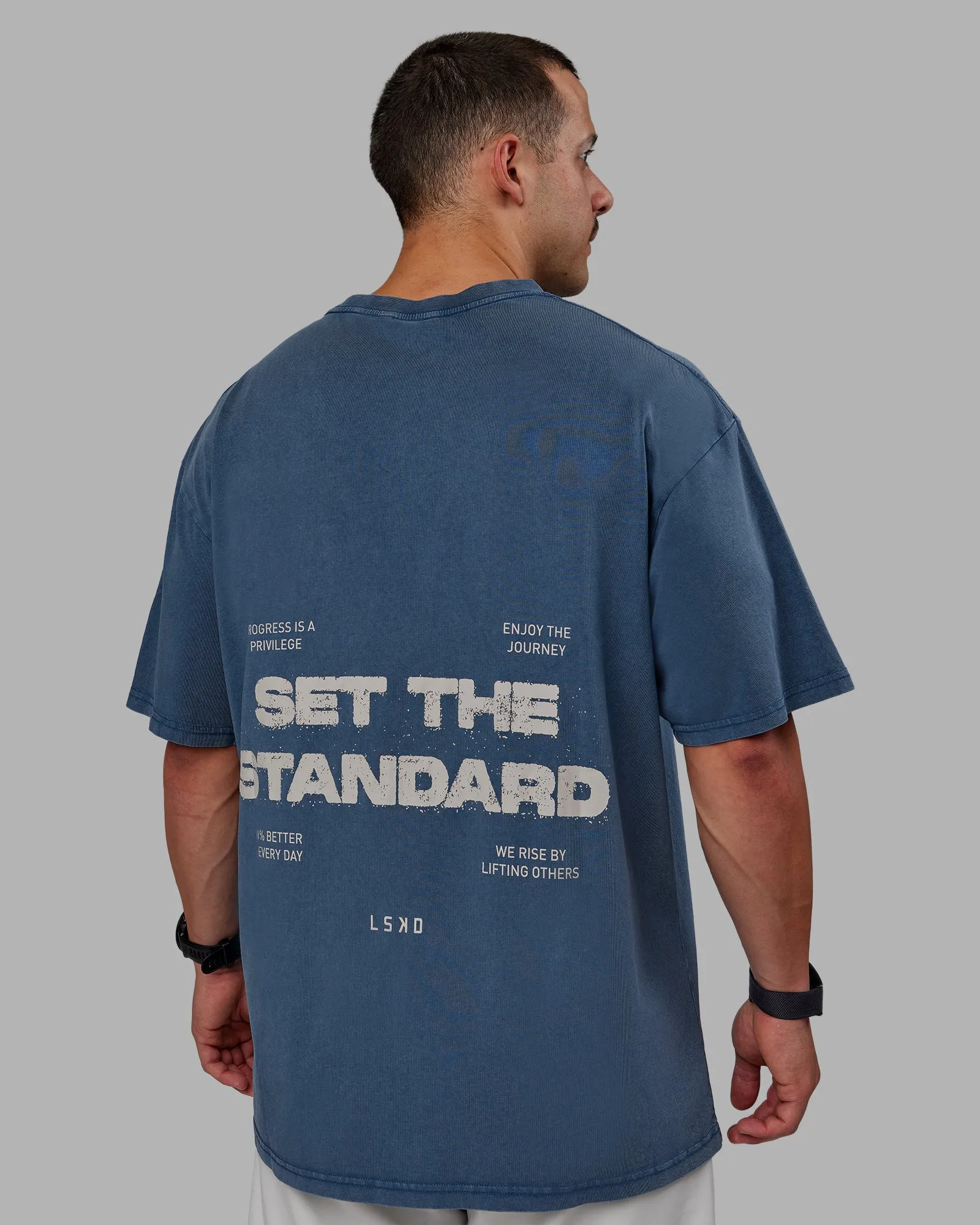 Set The Standard Washed FLXCotton Oversized Tee - Indigo