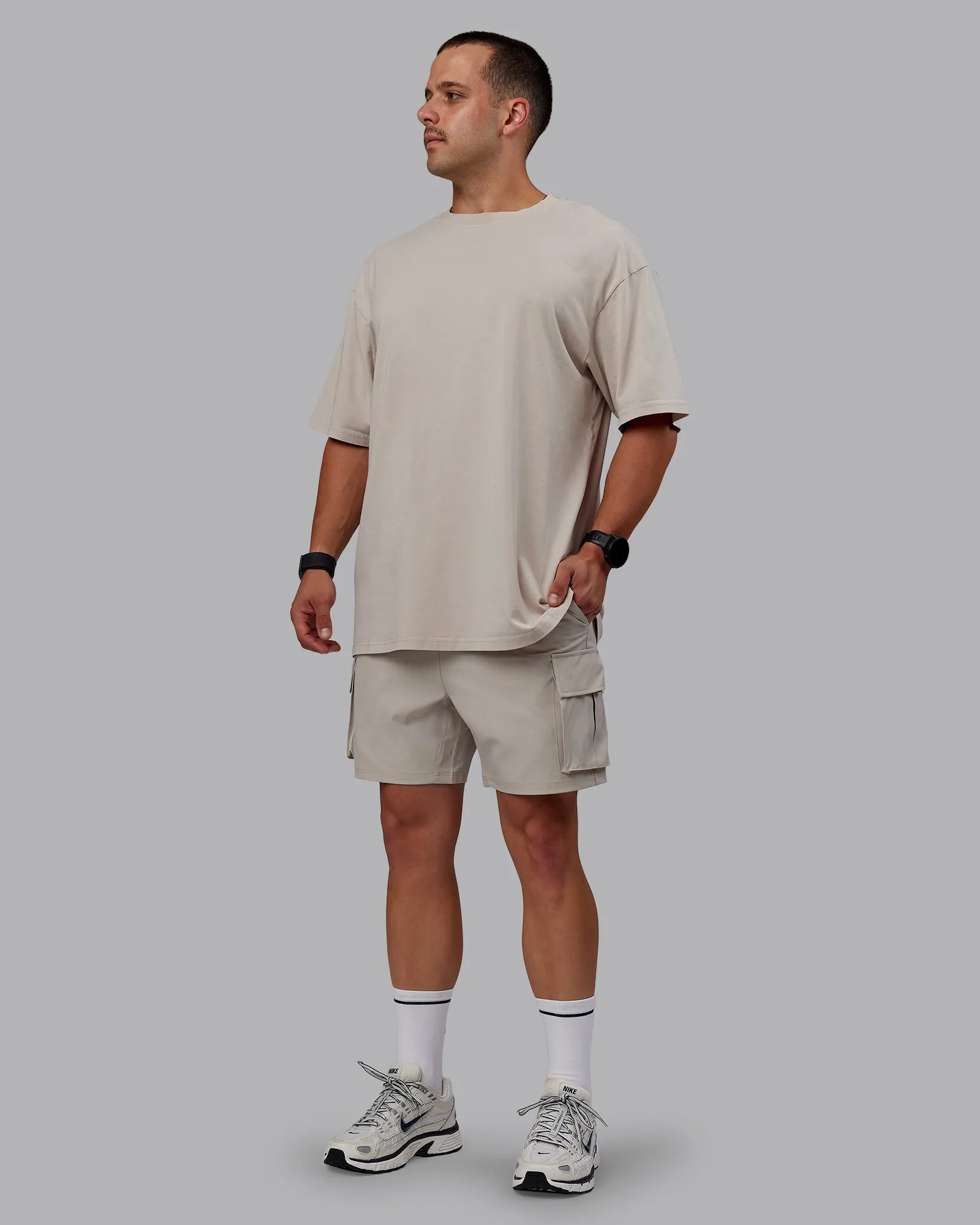 Set The Standard Washed FLXCotton Oversized Tee - Shale Beige