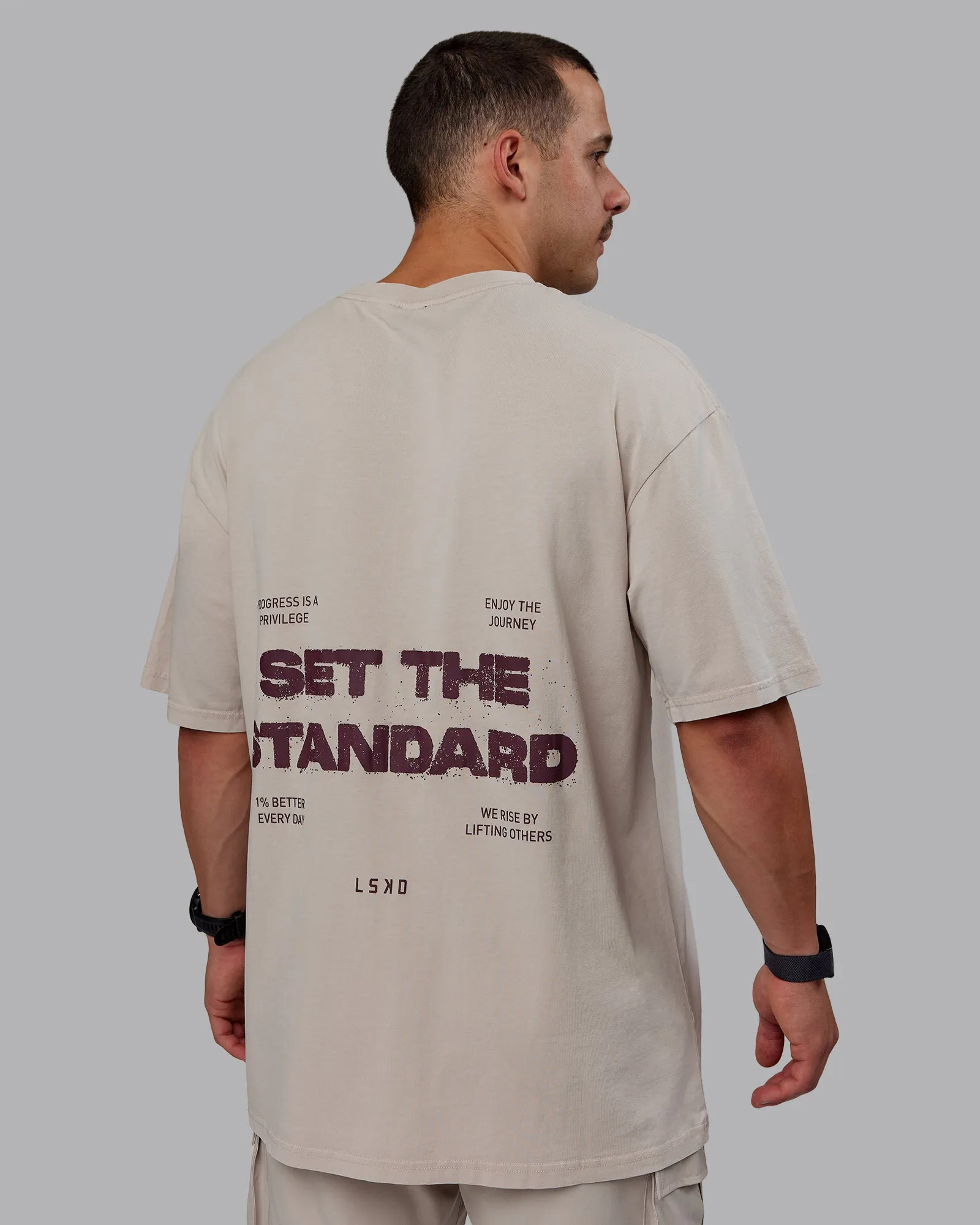 Set The Standard Washed FLXCotton Oversized Tee - Shale Beige