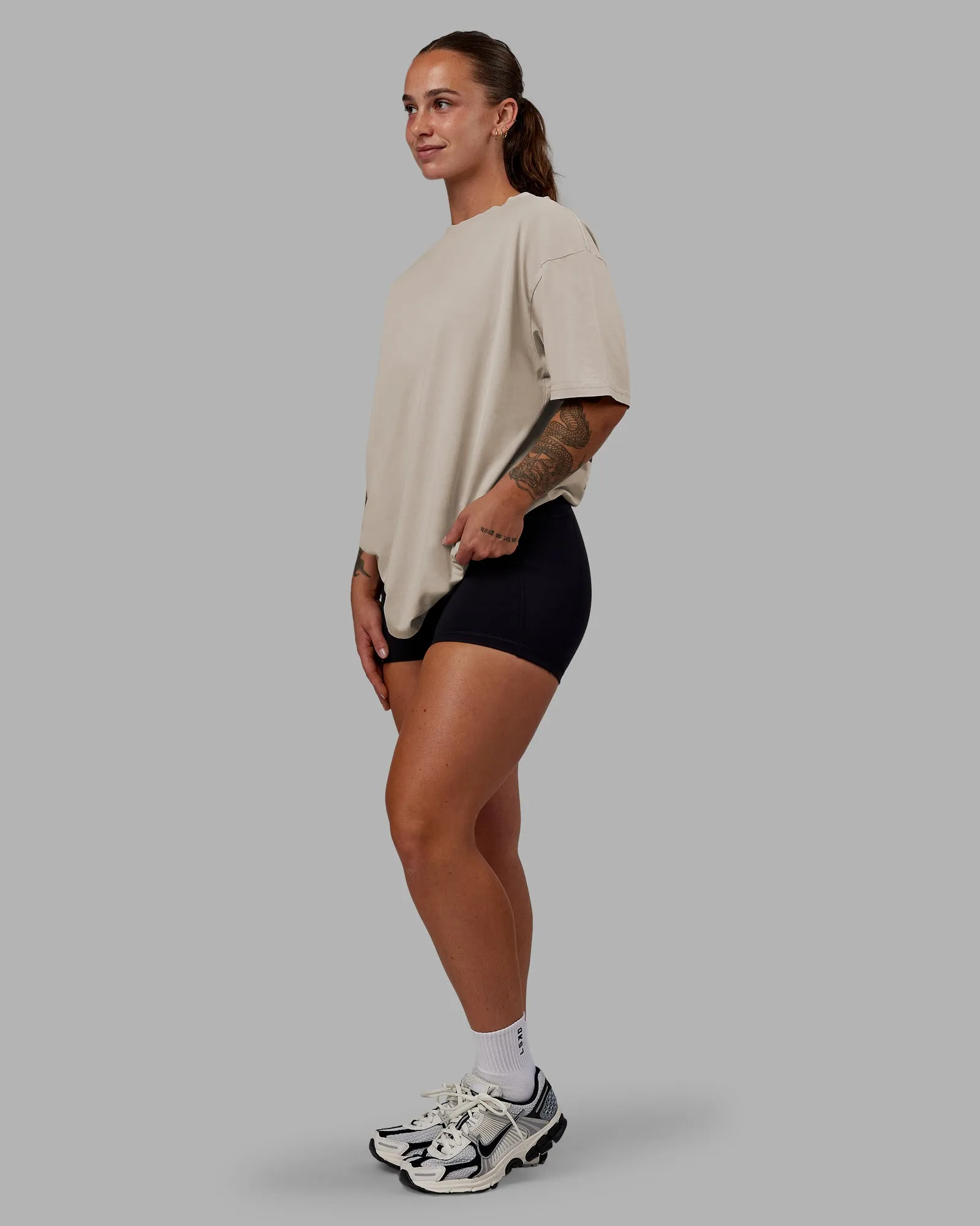 Set The Standard Washed FLXCotton Oversized Tee - Shale Beige