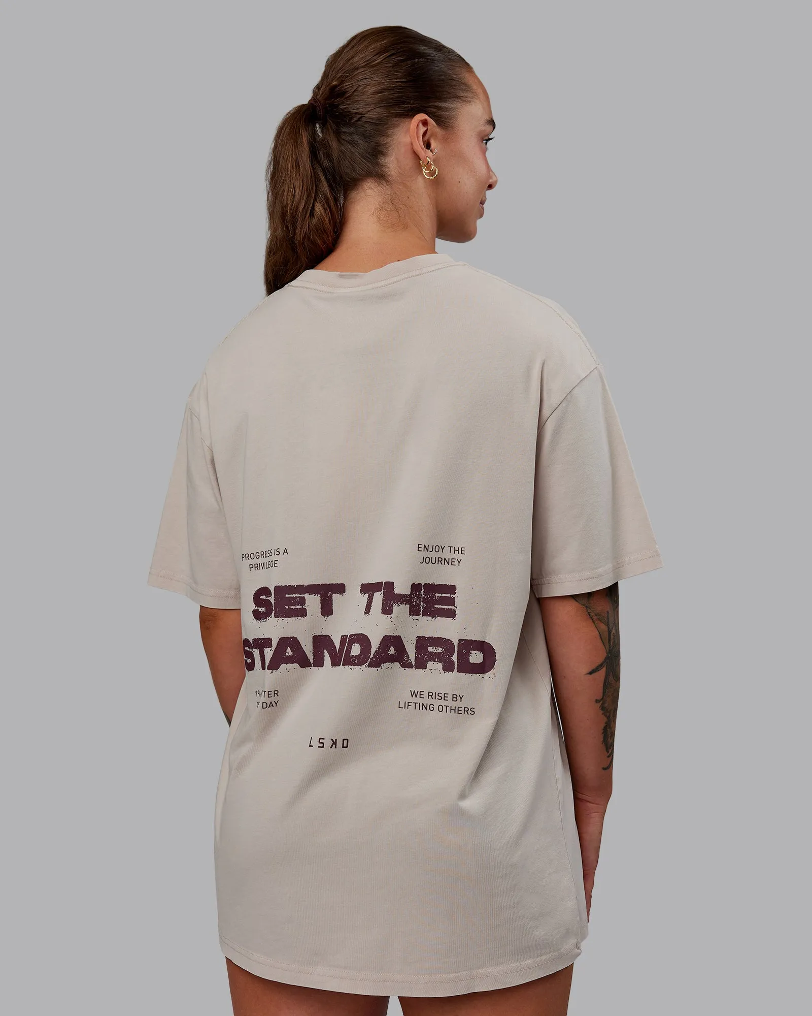 Set The Standard Washed FLXCotton Oversized Tee - Shale Beige