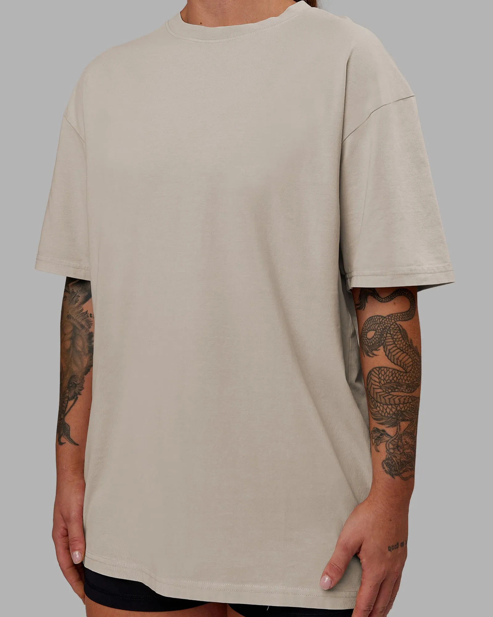 Set The Standard Washed FLXCotton Oversized Tee - Shale Beige