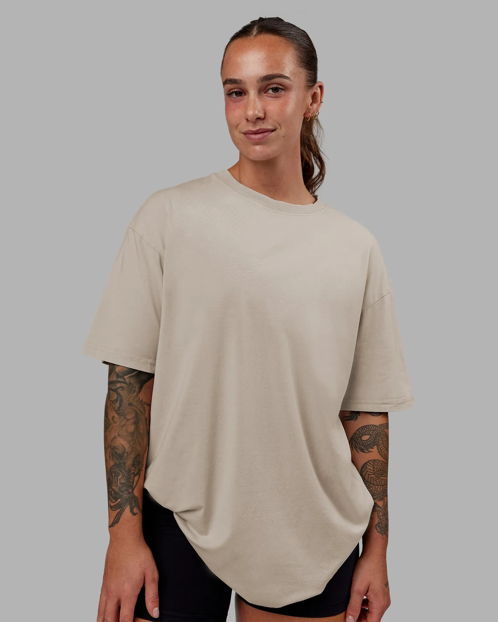 Set The Standard Washed FLXCotton Oversized Tee - Shale Beige
