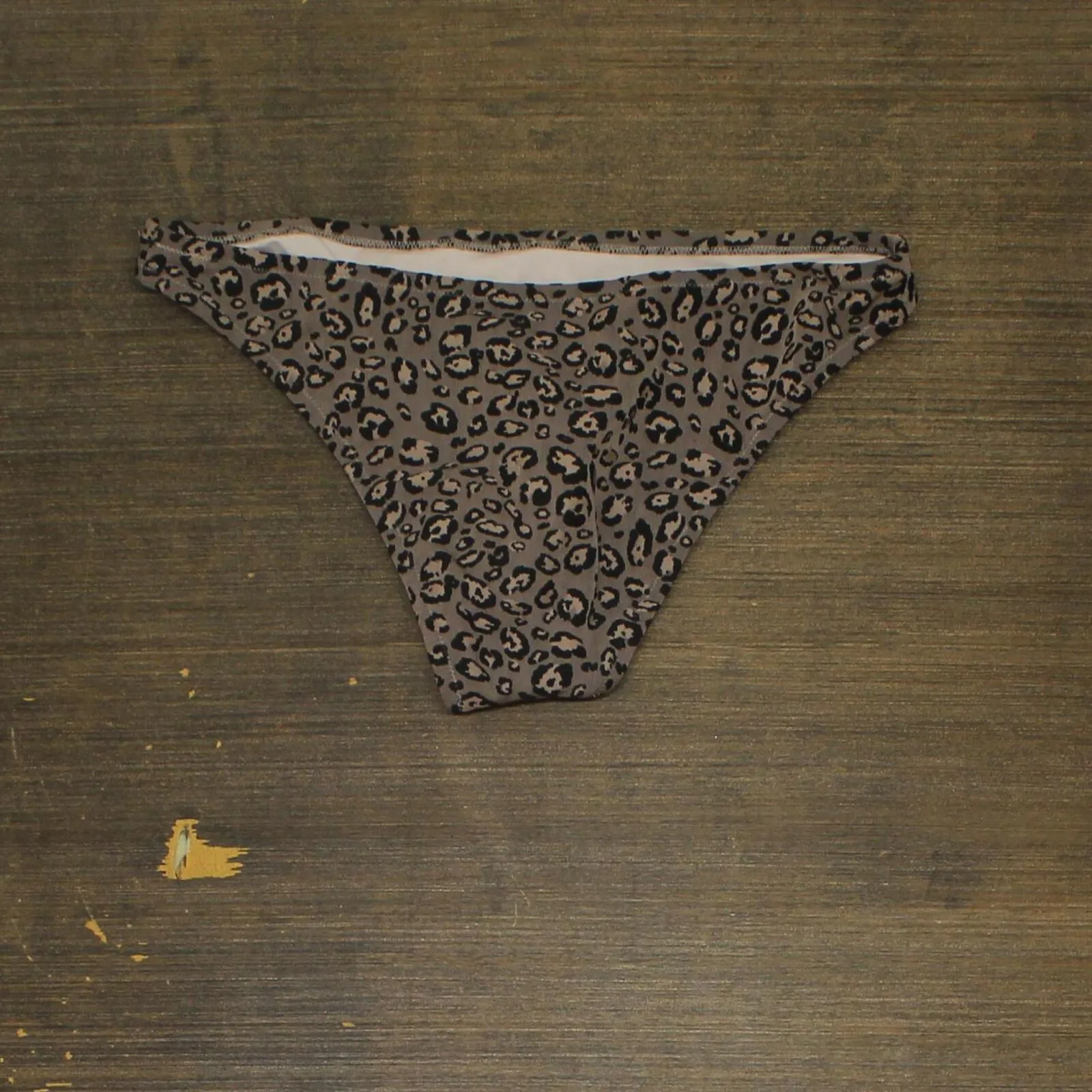 Shade And Shore Jacquard Textured High Leg Extra Cheeky Bikini Bottom Brown L