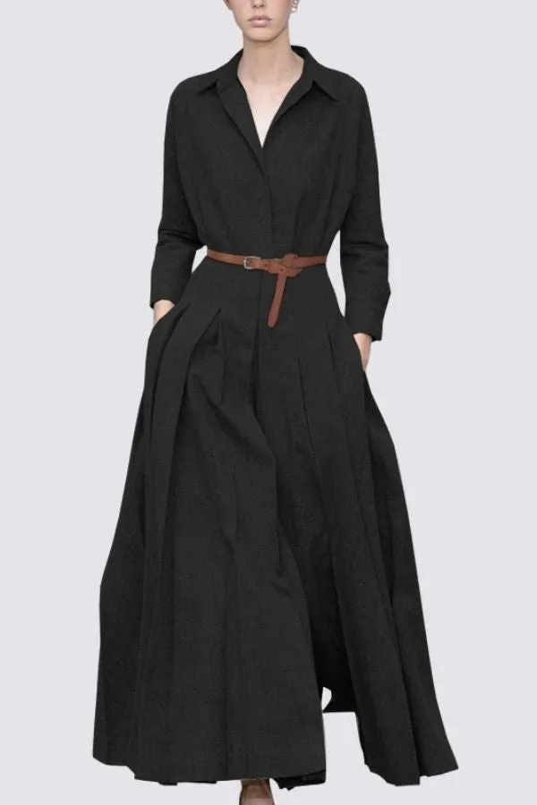 Shirt Collar N Neck Maxi Dress