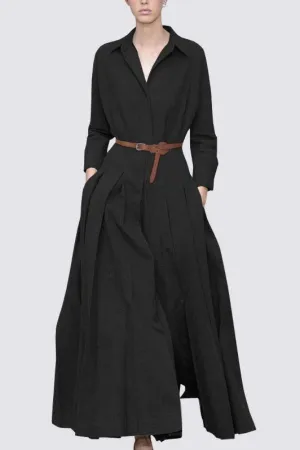 Shirt Collar N Neck Maxi Dress