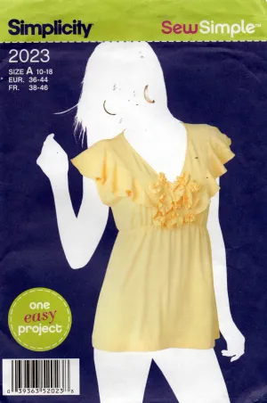 Simplicity 2023 Womens EASY Ruffled Pullover Tops Out Of Print Sewing Pattern Size 10 - 18 UNCUT Factory Folded