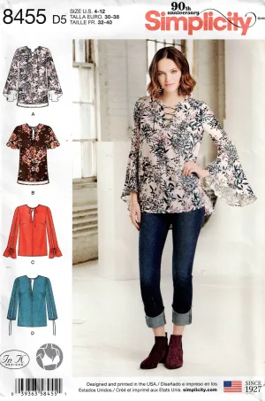Simplicity 8455 In K Designs Flared Sleeved Caftan Tops Out Of Print Sewing Pattern Size 4 - 12 UNCUT Factory Folded