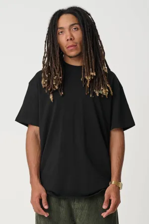 SLANTED CHENILLE TEE - SOLID BLACK