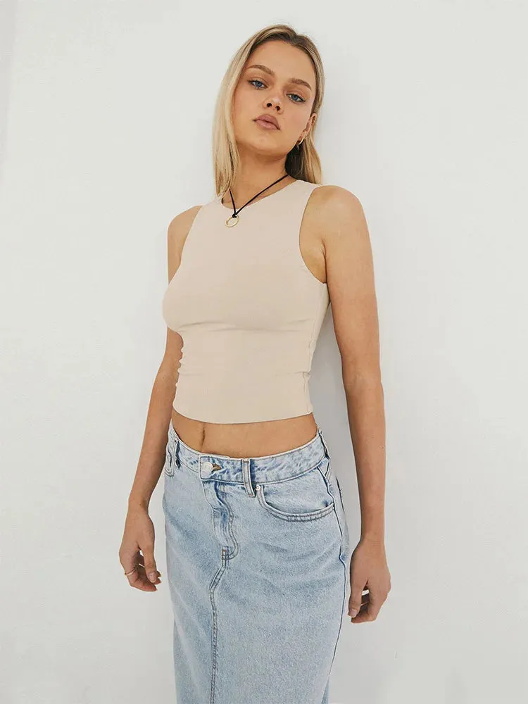 Sleeveless Racerback Round Neck Top