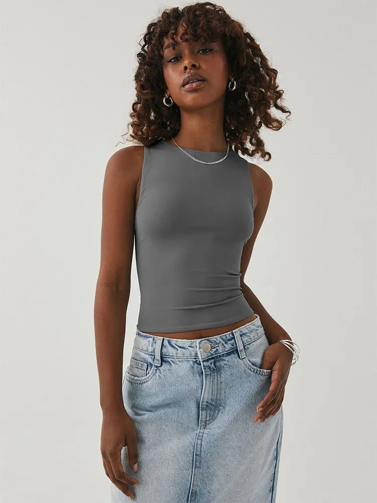 Sleeveless Racerback Round Neck Top
