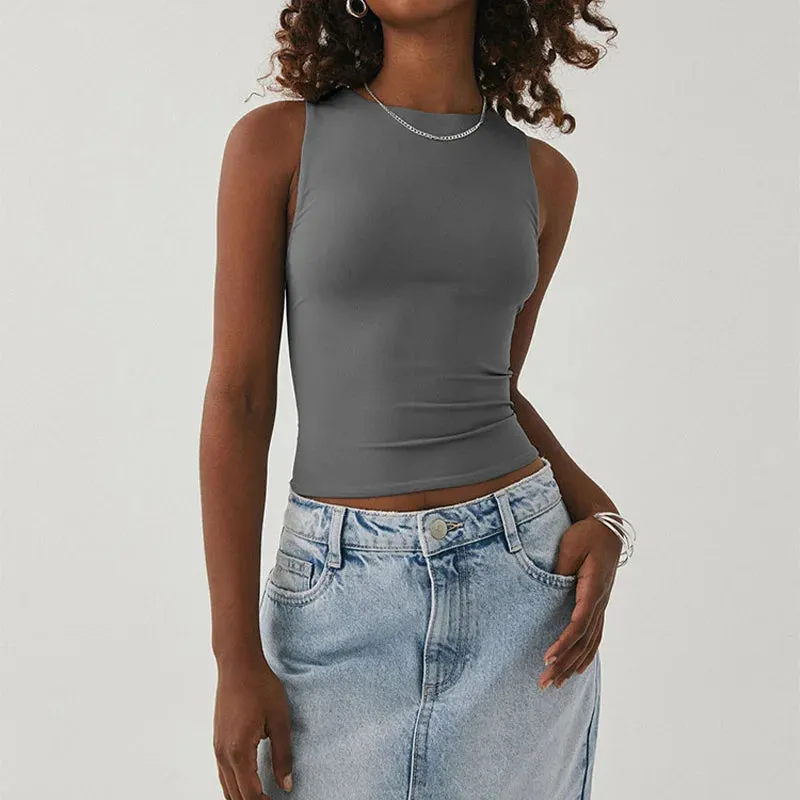 Sleeveless Racerback Round Neck Top