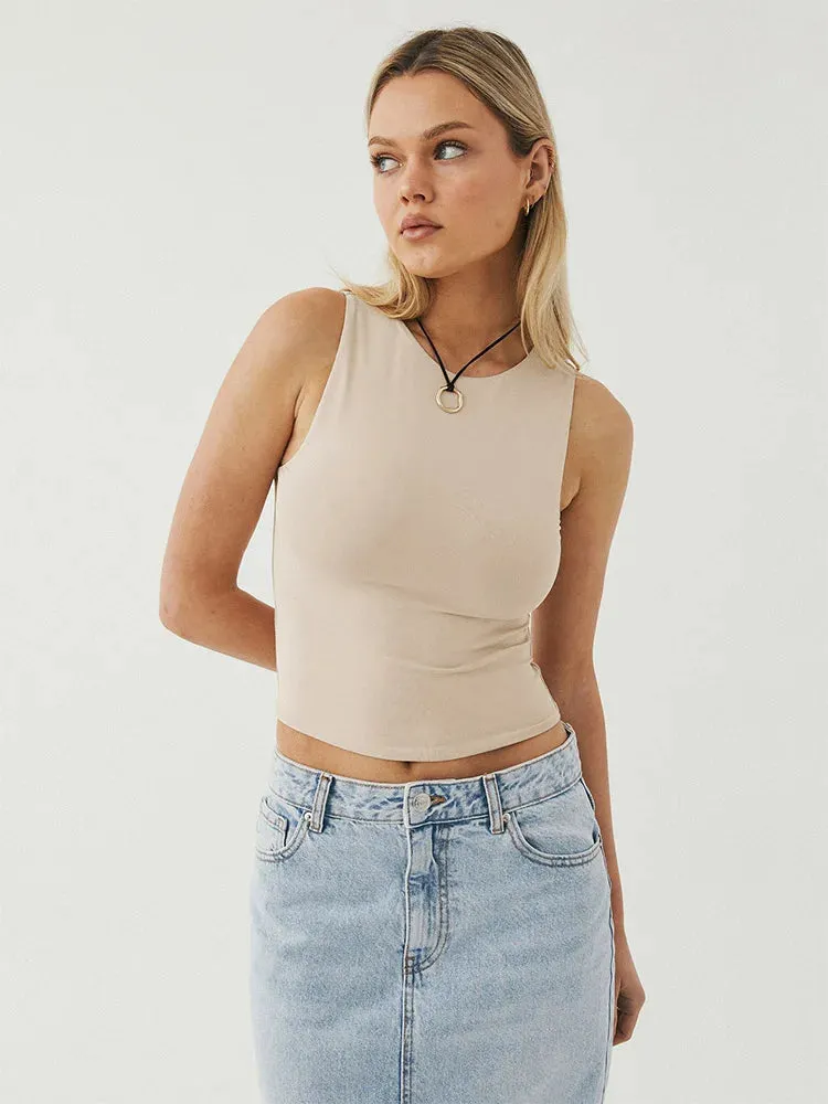 Sleeveless Racerback Round Neck Top