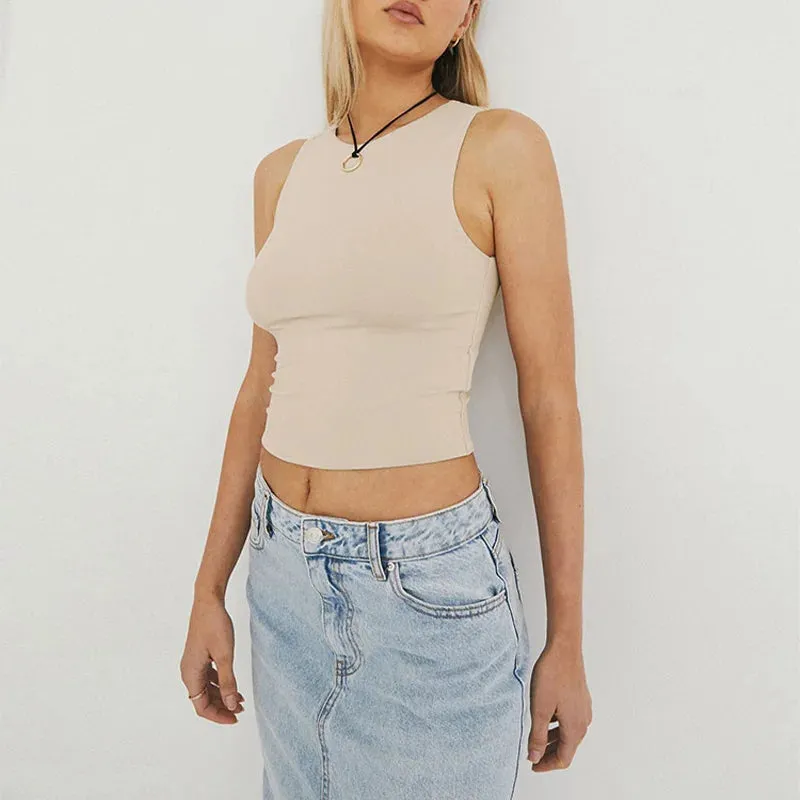 Sleeveless Racerback Round Neck Top