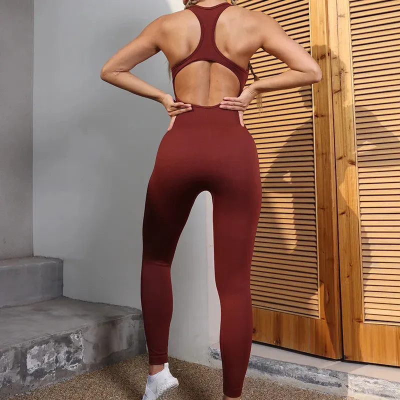 Sleeveless Seamless Jumpsuit - One Piece Yoga Set for Women