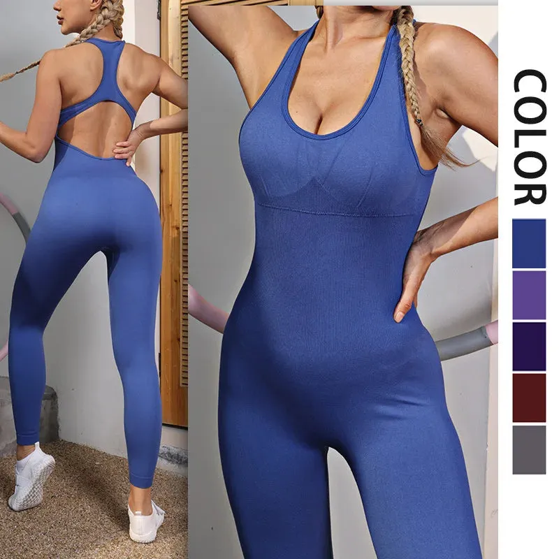 Sleeveless Seamless Jumpsuit - One Piece Yoga Set for Women