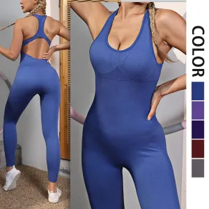 Sleeveless Seamless Jumpsuit - One Piece Yoga Set for Women