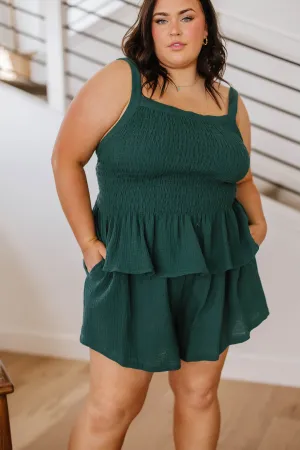 So Exceptional Smocked Tank in Forest Green