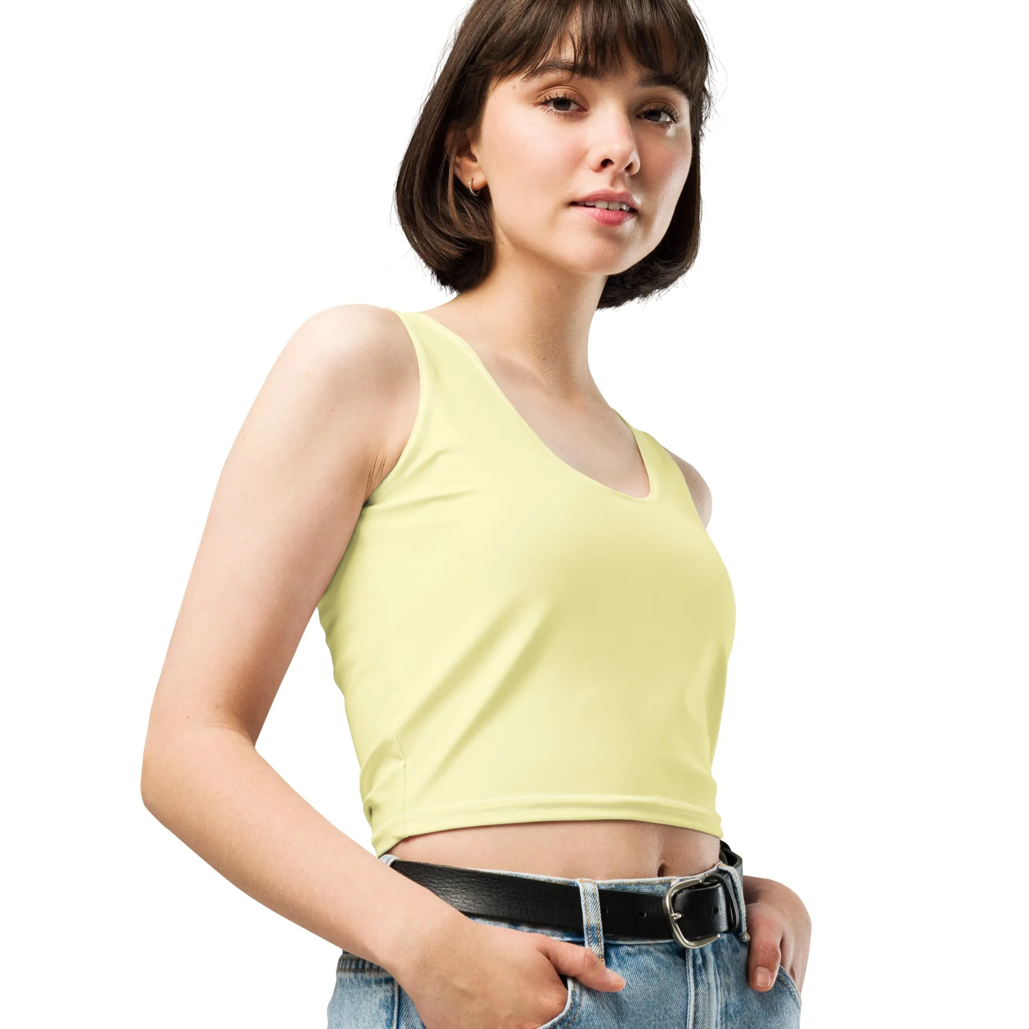 Soft Yellow Crop Tank Top