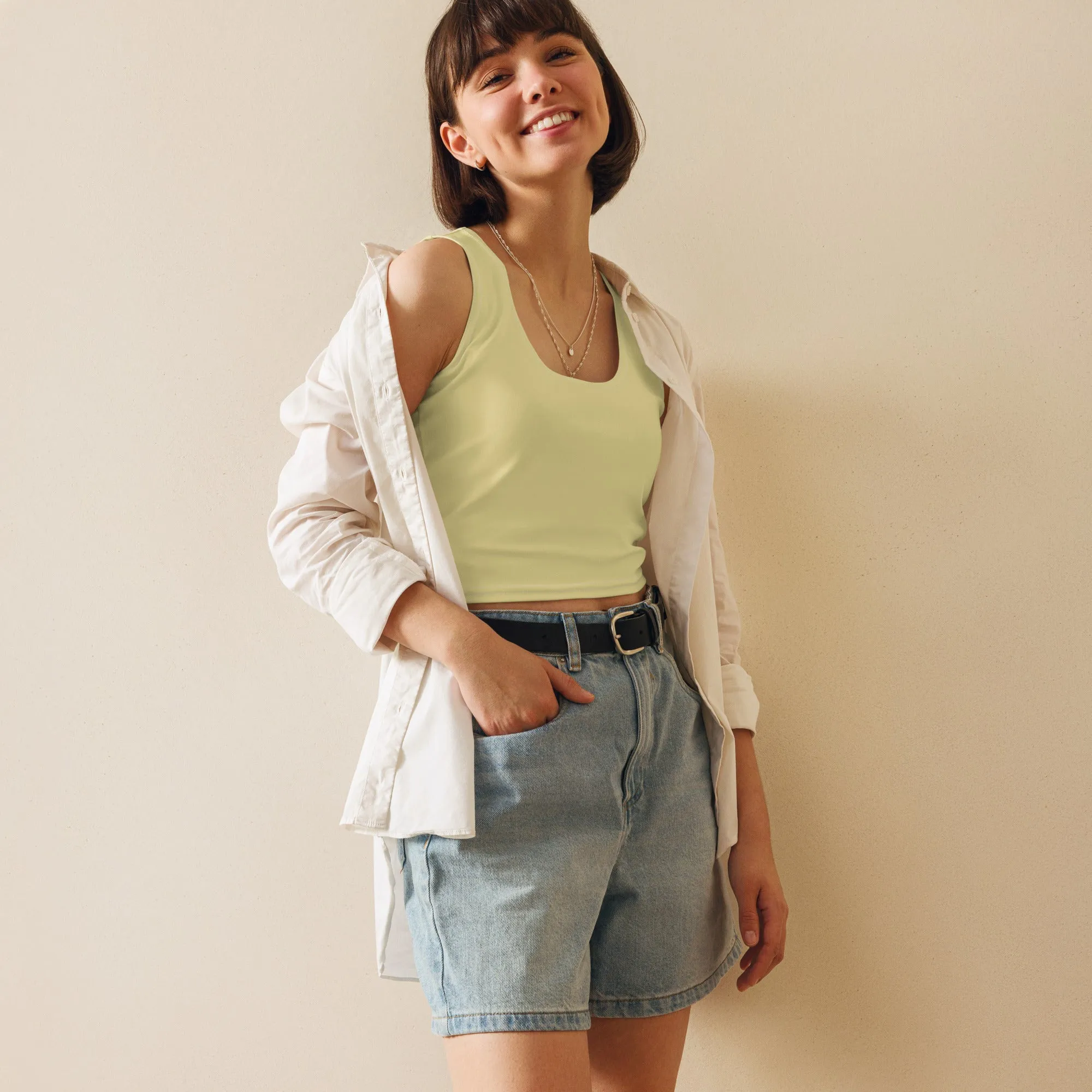Soft Yellow Crop Tank Top
