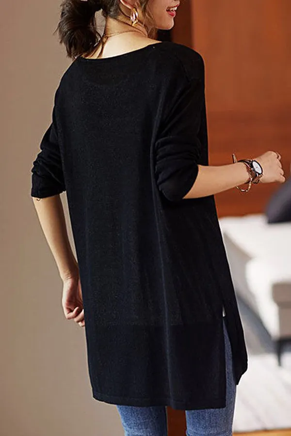 Solid Color V-neck T-shirt