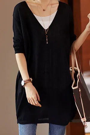 Solid Color V-neck T-shirt