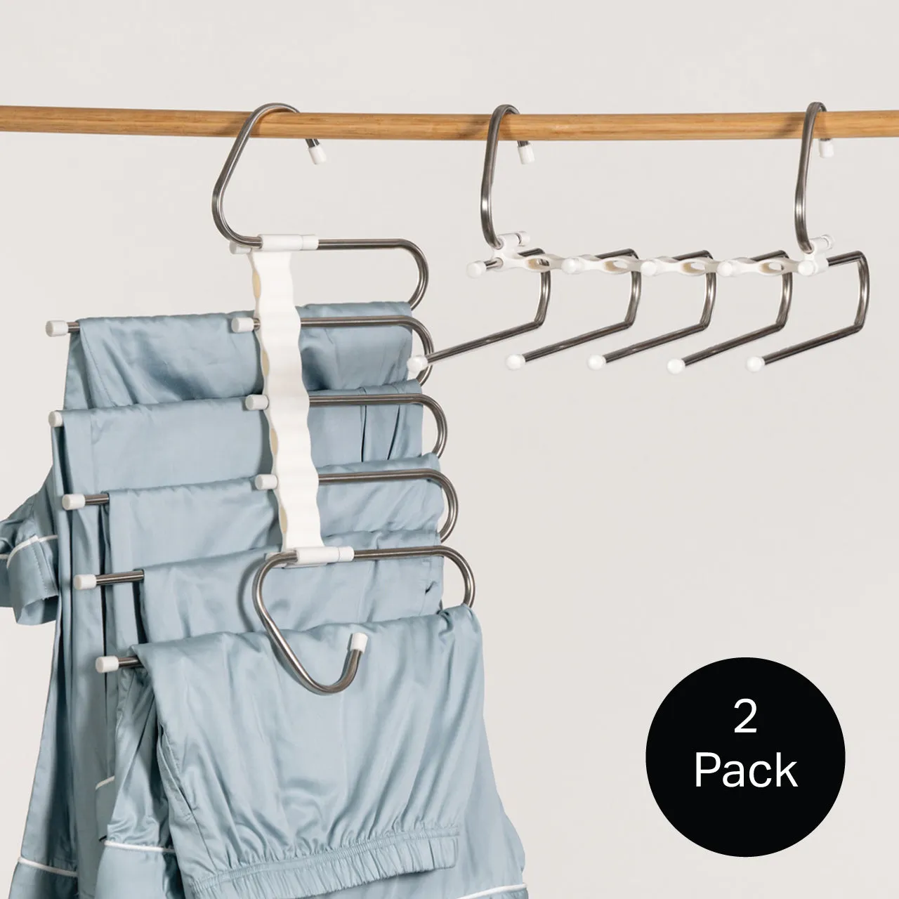 Space Saving Wardrobe Pant Hanger Twin Pack (Closet Organiser) - Robinsons Exclusives