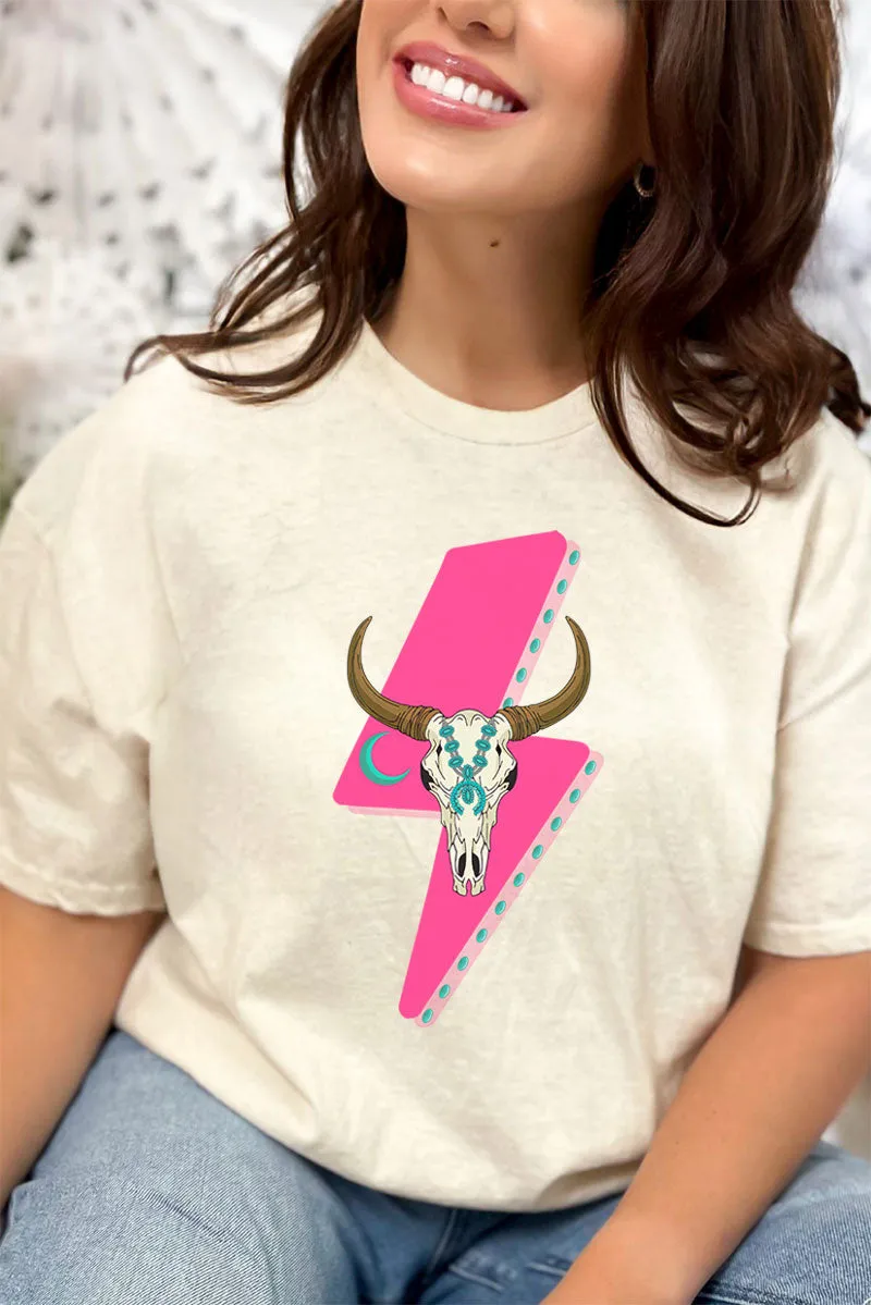 Steer Lightning Bolt Combed Cotton T-Shirt