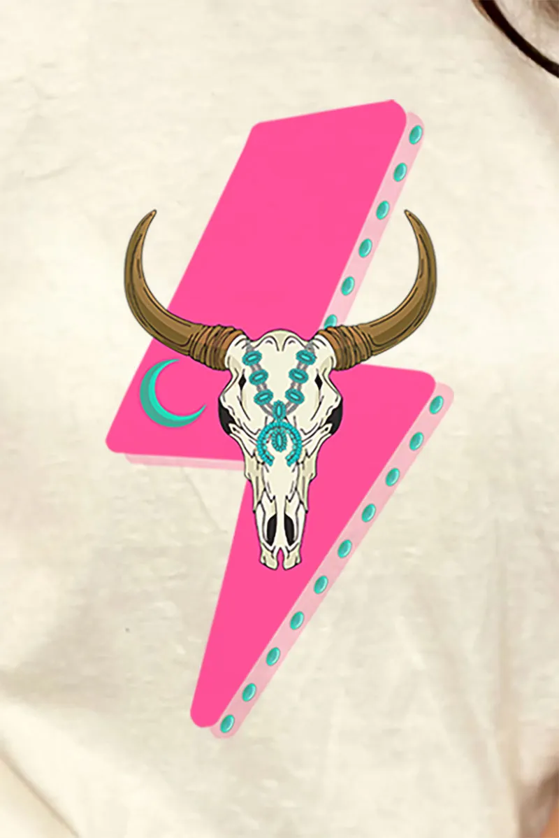 Steer Lightning Bolt Combed Cotton T-Shirt