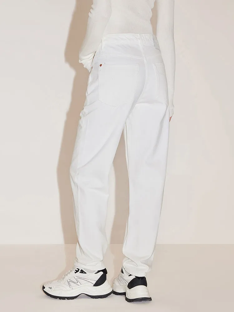Straight Fit Cropped Jeans In White