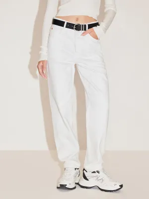 Straight Fit Cropped Jeans In White