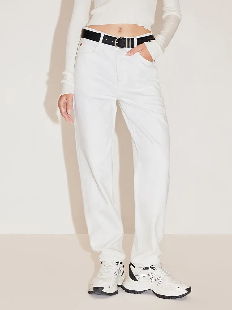 Straight Fit Cropped Jeans In White