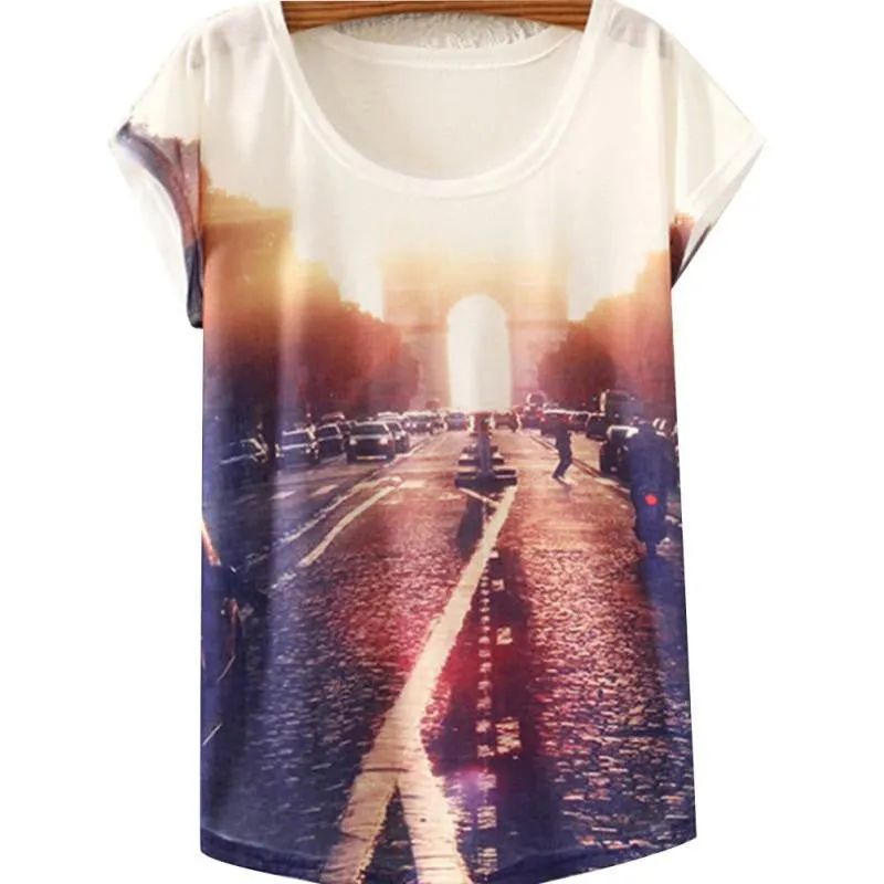 Style Ink Painting Horse Pattern Print T-Shirt Women Clothes Round Collar Women T Shirt Female Tops