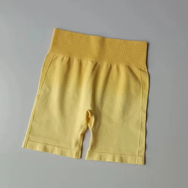 Summer Ombre High Waist Yoga Shorts - Workout Leggings for Women