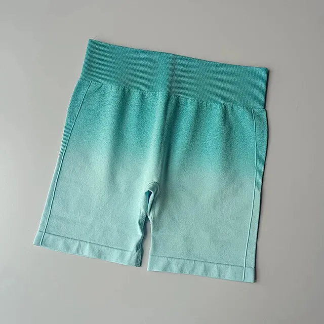 Summer Ombre High Waist Yoga Shorts - Workout Leggings for Women