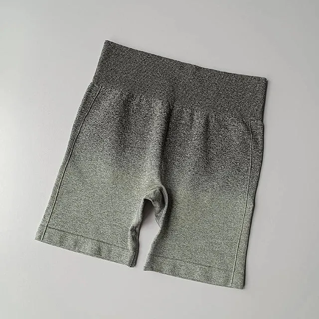 Summer Ombre High Waist Yoga Shorts - Workout Leggings for Women