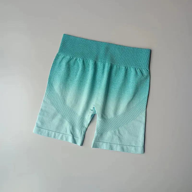 Summer Ombre High Waist Yoga Shorts - Workout Leggings for Women