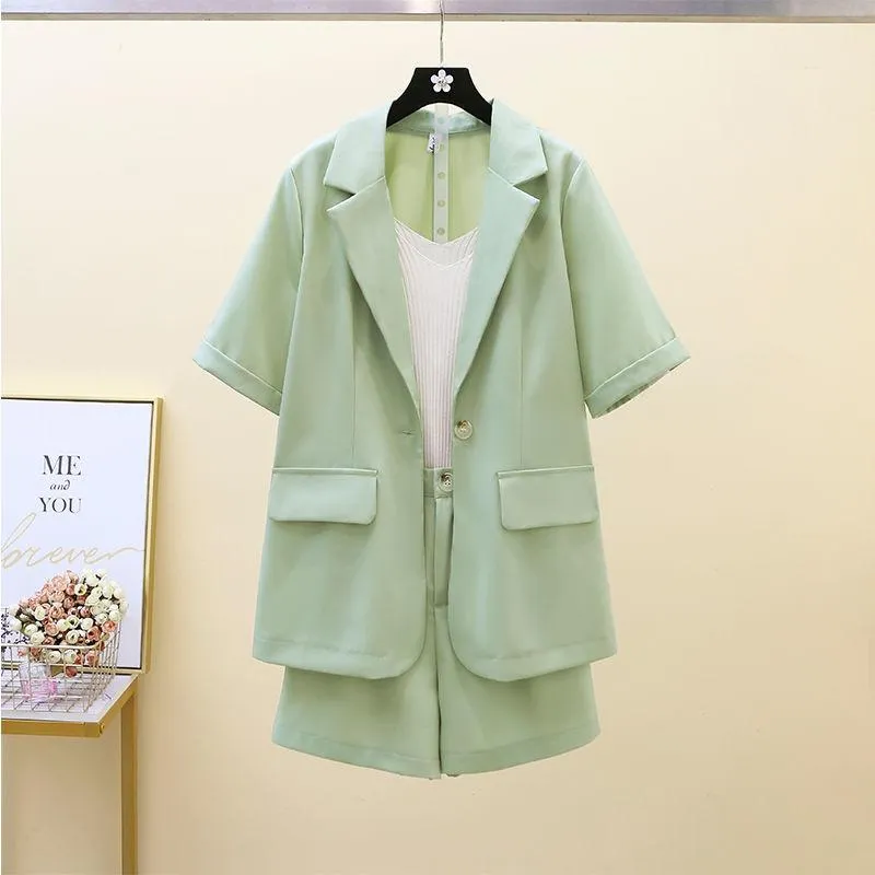 Summer Suit Two-piece Shorts   Short-sleeved Jacket Suit Female Thin Section Temperament Casual Professional Suit Two-piece Female