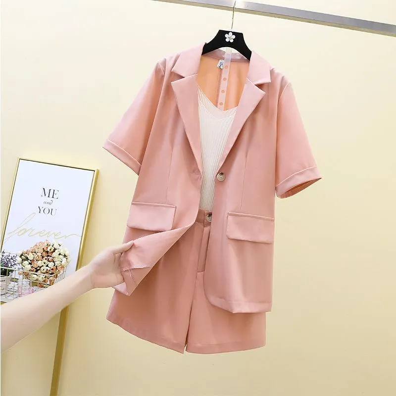 Summer Suit Two-piece Shorts   Short-sleeved Jacket Suit Female Thin Section Temperament Casual Professional Suit Two-piece Female