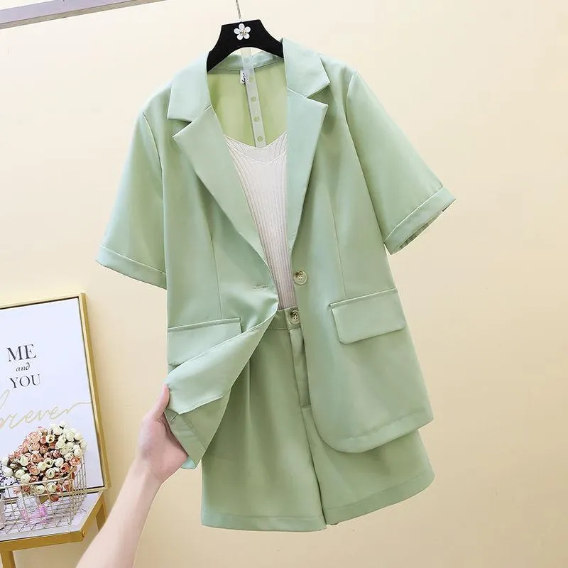 Summer Suit Two-piece Shorts   Short-sleeved Jacket Suit Female Thin Section Temperament Casual Professional Suit Two-piece Female