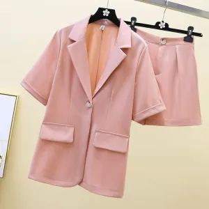 Summer Suit Two-piece Shorts   Short-sleeved Jacket Suit Female Thin Section Temperament Casual Professional Suit Two-piece Female