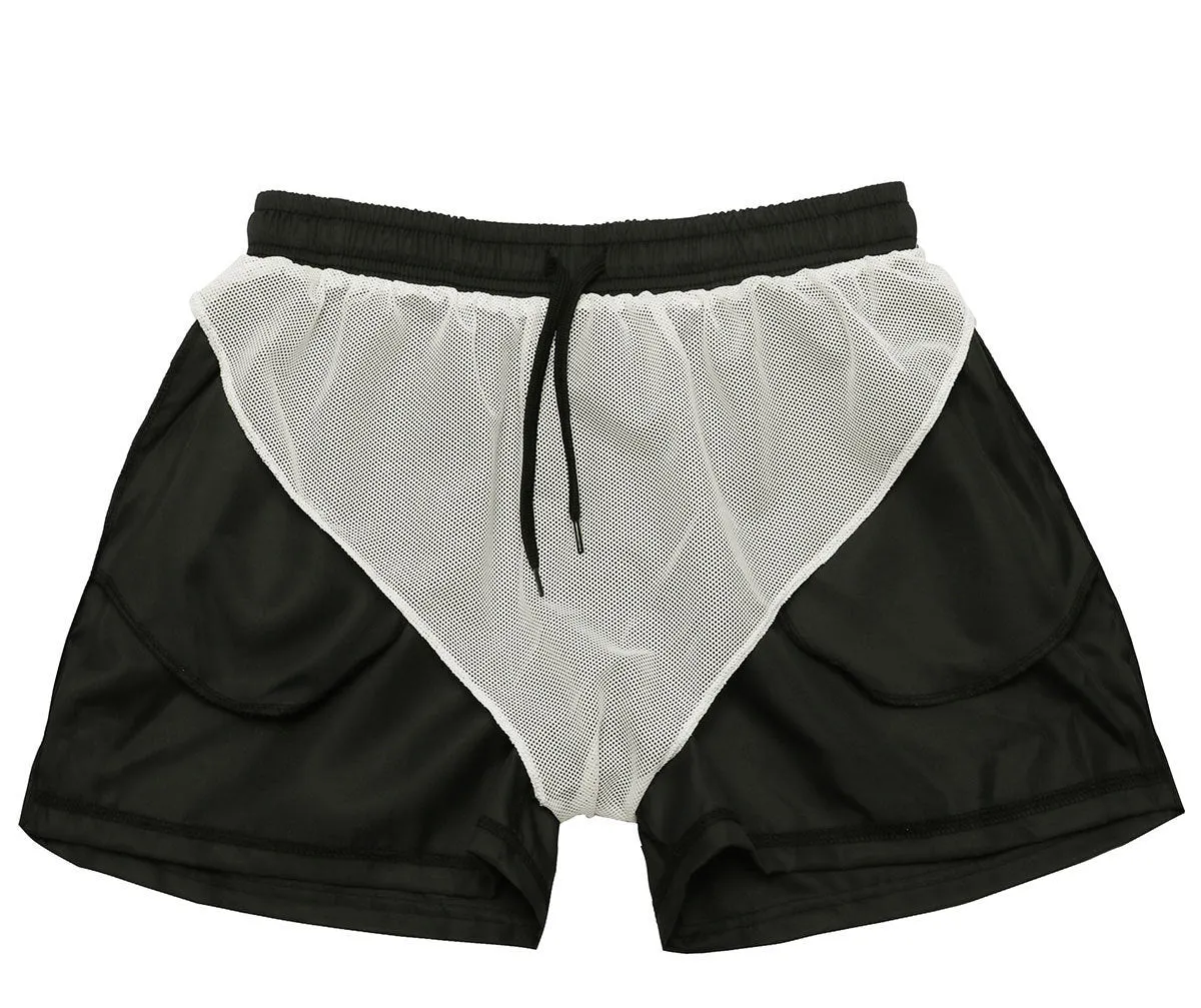 Summer Thin Mesh Lined Sports Shorts For Men