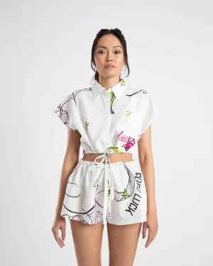 Summi Summi - CROPPED DRAWSTRING SHIRT - COWBOI PRINT